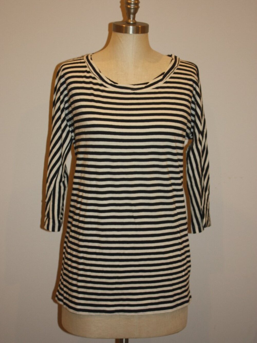 J.CREW STRIPED BLACK OR BLUE & WHITE LOOSE SHIRT TOP - MEDIUM 4 6